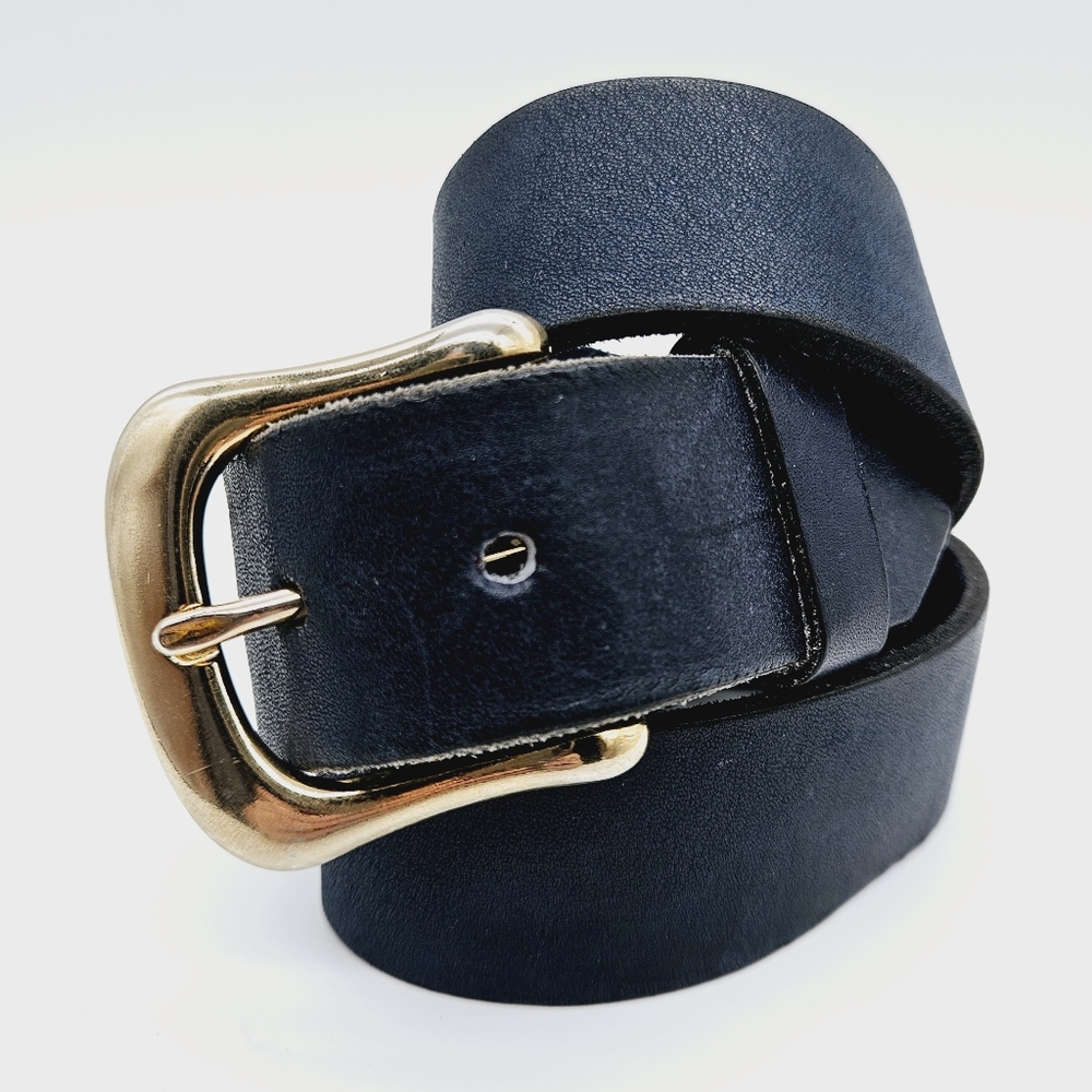 Thick navy leather belt